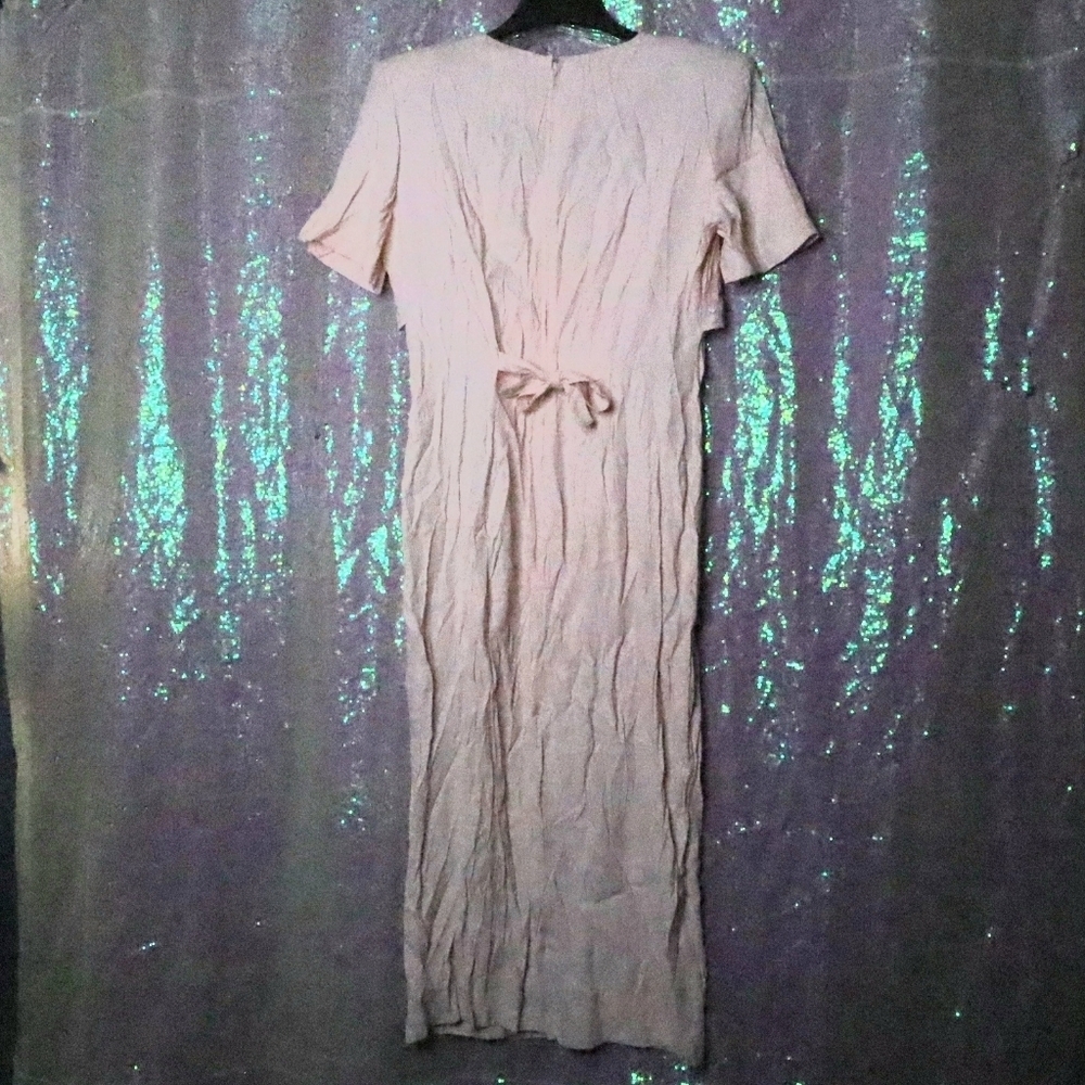 VINTAGE LONG DRESS 13-14 Scarlett Pastel Pink Buttons Grannycore Formal 80s 90s - Picture 3 of 8